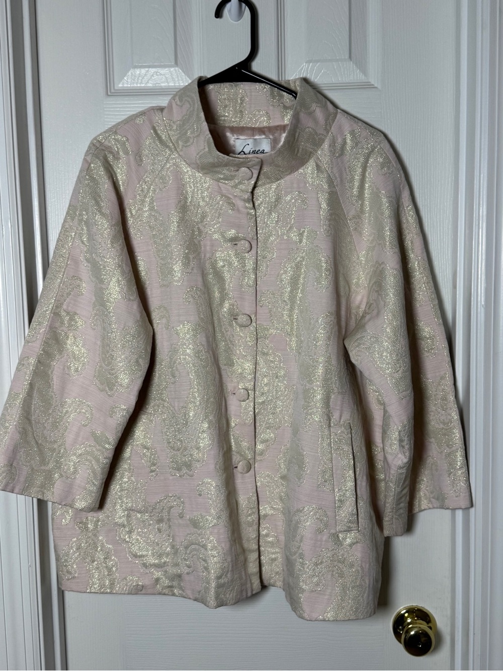 Linea by Louis Dell'Olio Pink Champagne Brocade Jacket XL